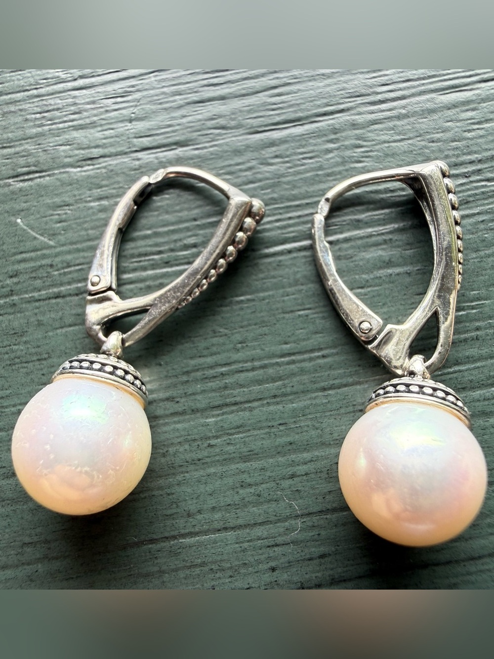 Lagos Luna Drop Pearl Earrings Sterling Silver